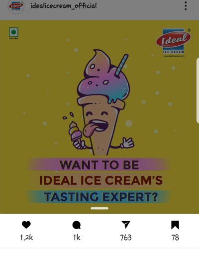 Ideal ice cream's mangalore instagram page